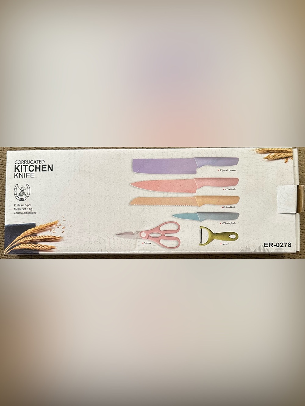 Corrugated Kitchen Knife Set in Pastel Multi-Color - ER-0278